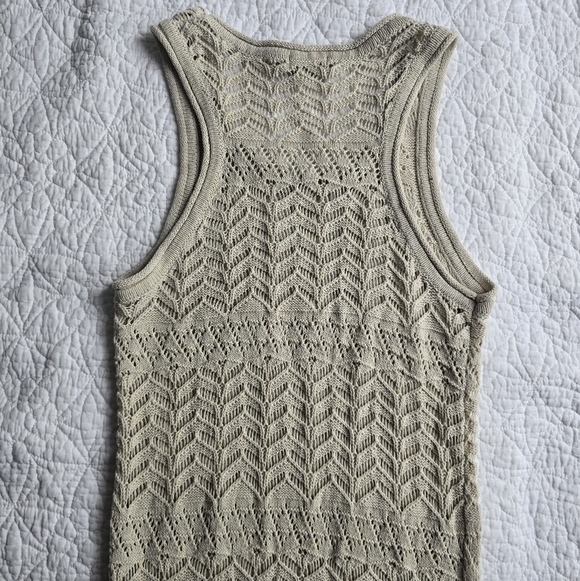 Roots Beige Maxi Dress Crochet Summer Beach Cover Up Size Medium - Picture 8 of 12